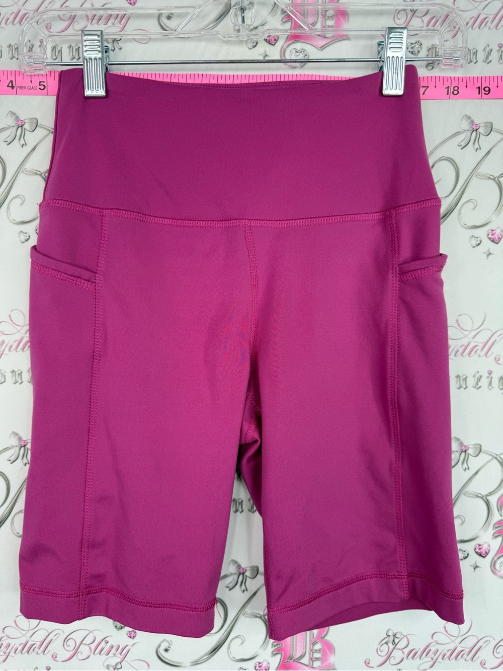 Mondetta Magenta High-Waist Bike Shorts with Side Pockets